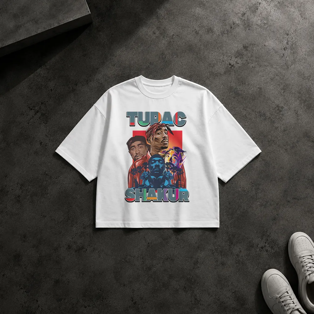 تیشرت باکسی طرح پرتره توپاک شکور (Tupac Shakur)