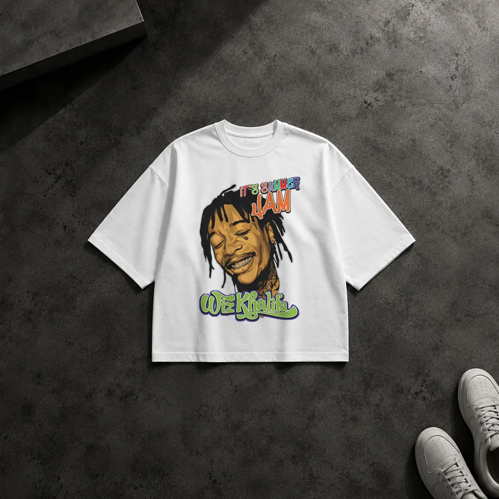 تیشرت باکسی طرح پرتره ویز خلیفا (Wiz Khalifa)