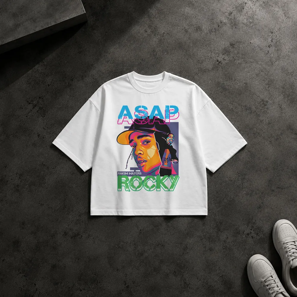 تیشرت باکسی طرح پرتره رنگی ای‌سپ راکی (ASAP Rocky)