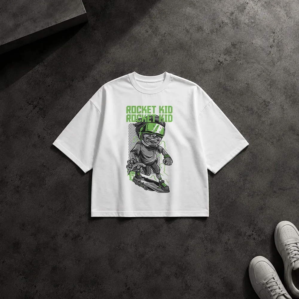 تیشرت باکسی اسکیت‌بورد طرح Rocket Kid