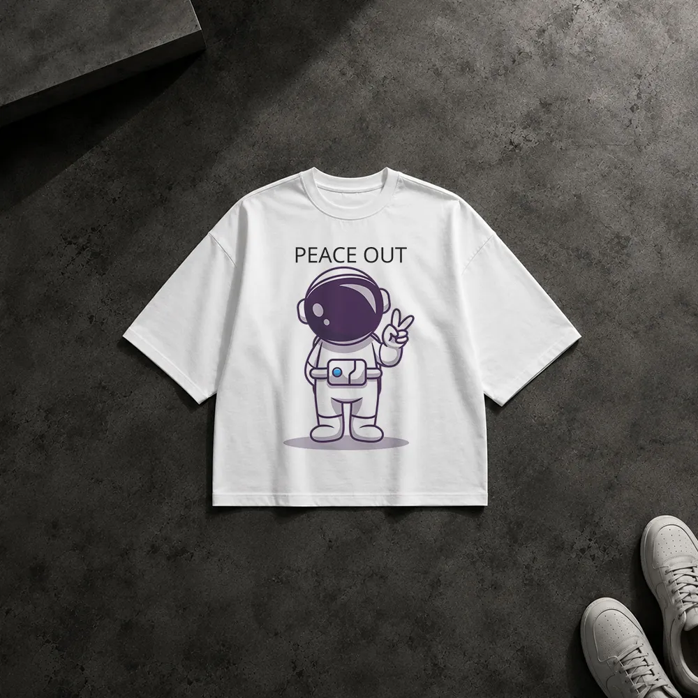 تیشرت باکسی فضانورد طرح Peace Out با علامت صلح