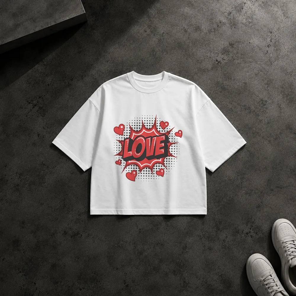 تیشرت باکسی کمیک طرح Love با قلب