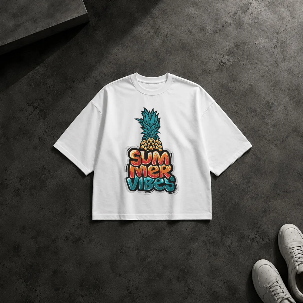 تیشرت باکسی طرح آناناس Summer Vibes