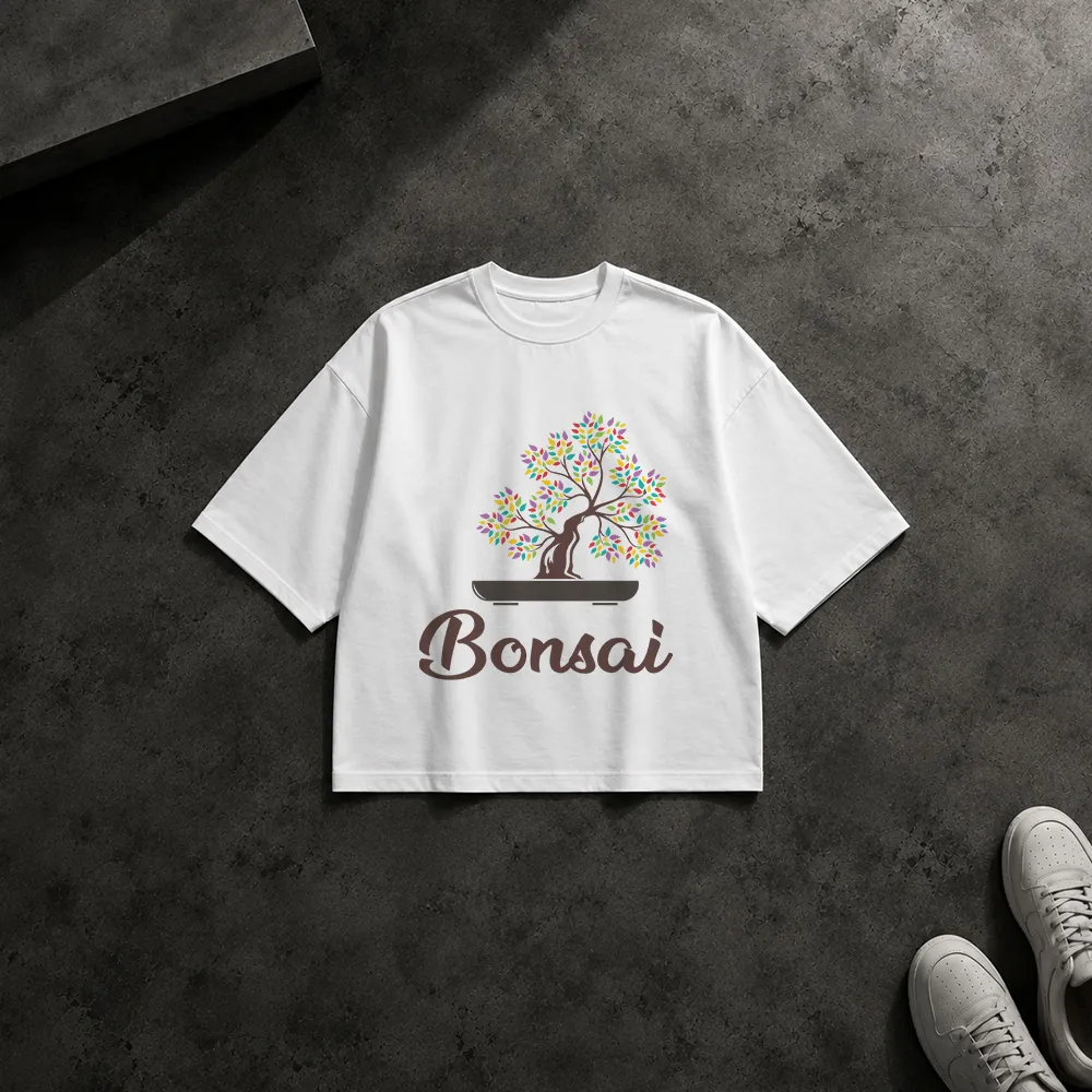 تیشرت باکسی طرح بونسای رنگارنگ Bonsai