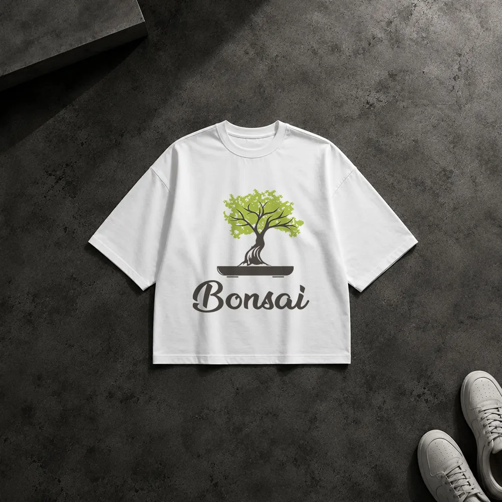 تیشرت باکسی طرح بونسای سبز Bonsai