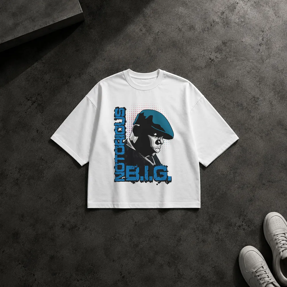 تیشرت باکسی رپر طرح تایپوگرافی Notorious B.I.G.