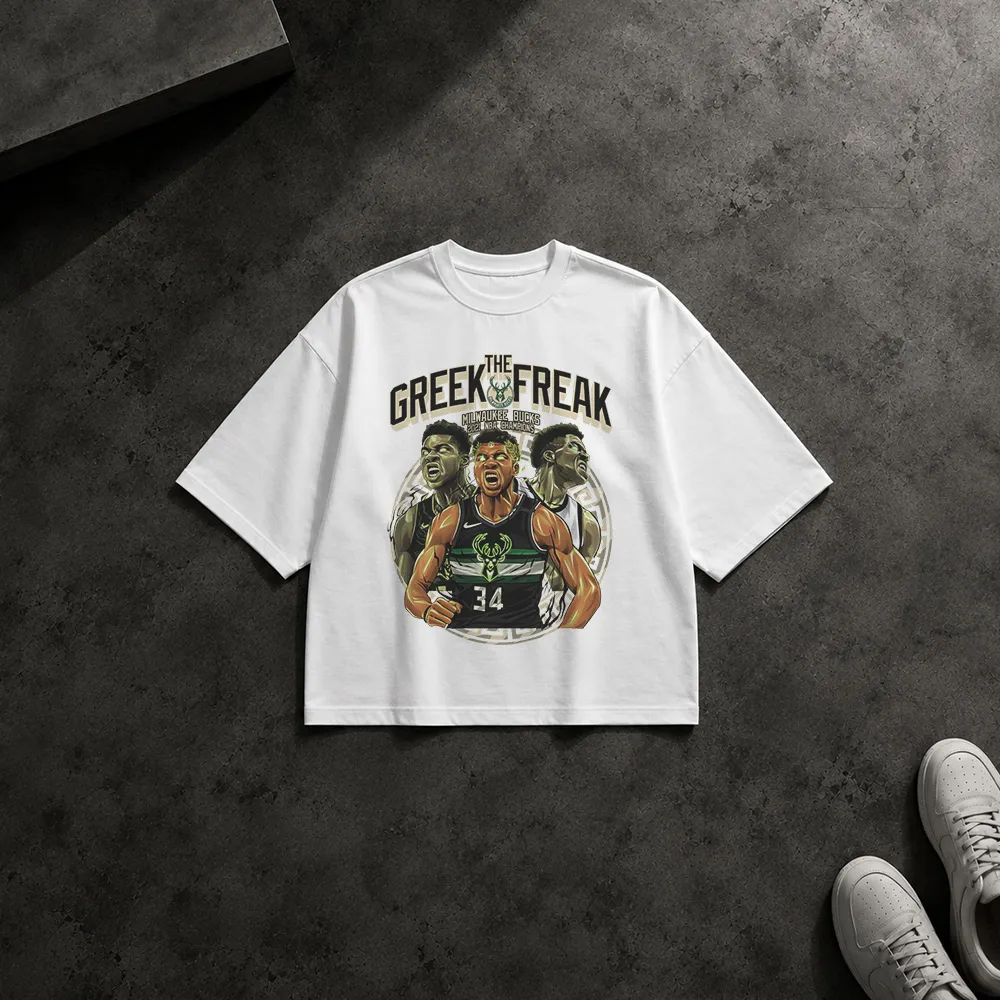 تیشرت باکسی بسکتبال طرح Greek Freak میلواکی