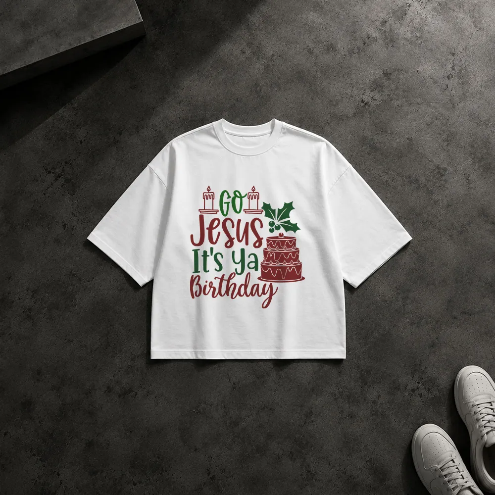 تیشرت باکسی کریسمس طرح Go Jesus It's Ya Birthday