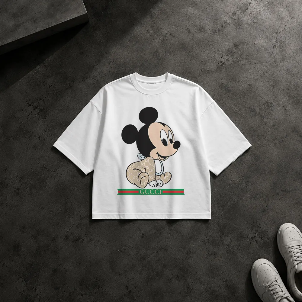 تیشرت باکسی میکی موس طرح نوزاد با گوچی (Mickey Gucci)