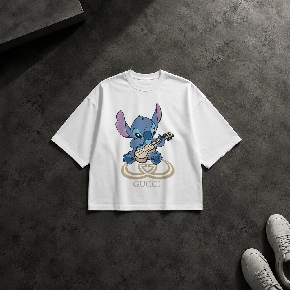 تیشرت باکسی استیچ طرح گیتار با گوچی (Stitch Gucci)