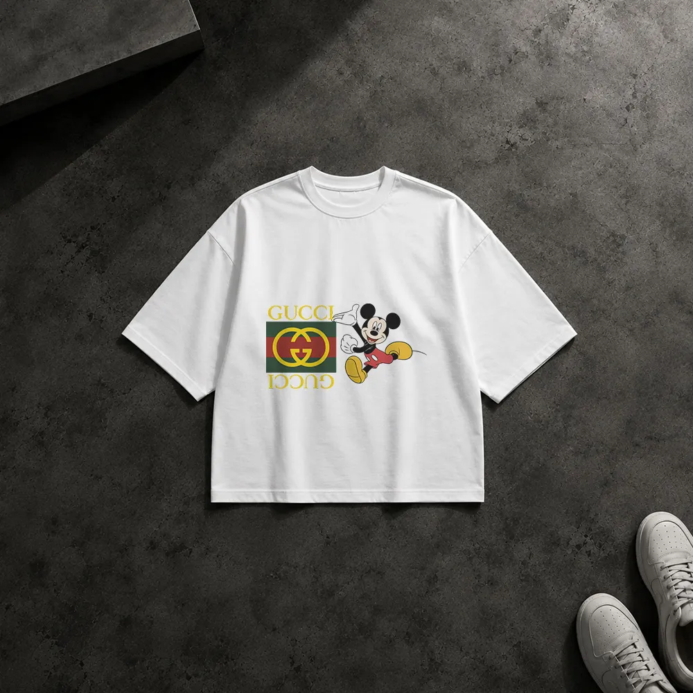 تیشرت باکسی میکی موس طرح دویدن با گوچی (Mickey Gucci)