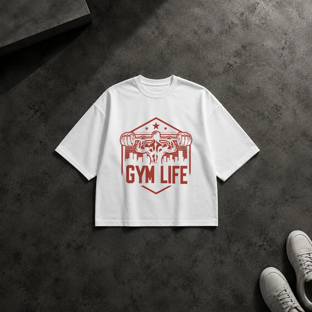 تیشرت باکسی بدنسازی طرح مدال Gym Life کد 20109