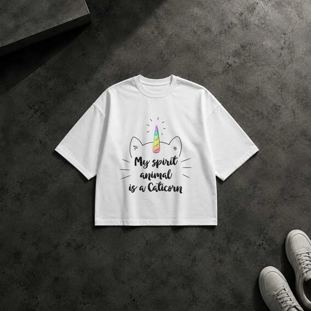 تیشرت باکسی گربه طرح Caticorn
