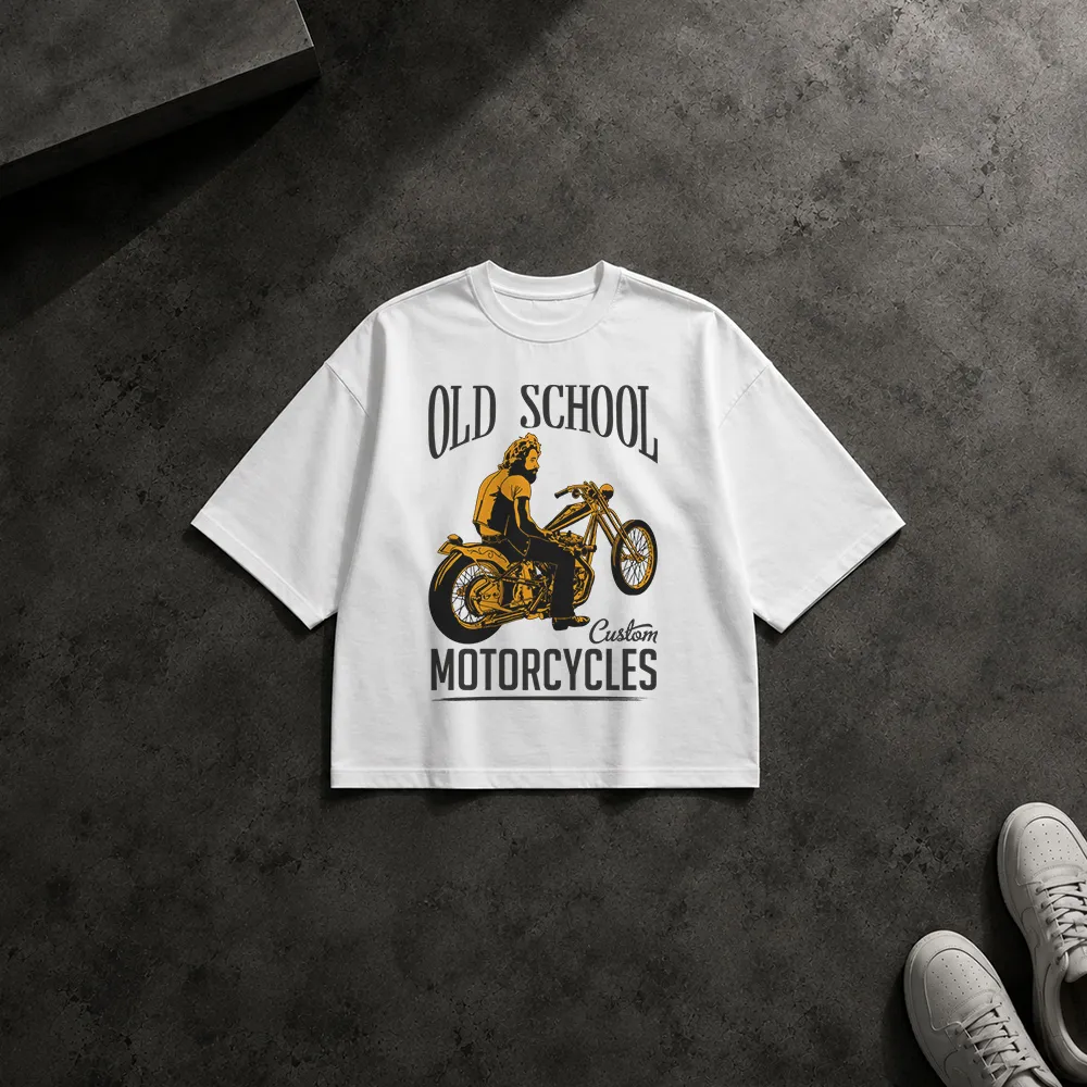 تیشرت باکسی موتورسیکلت طرح Old School Custom