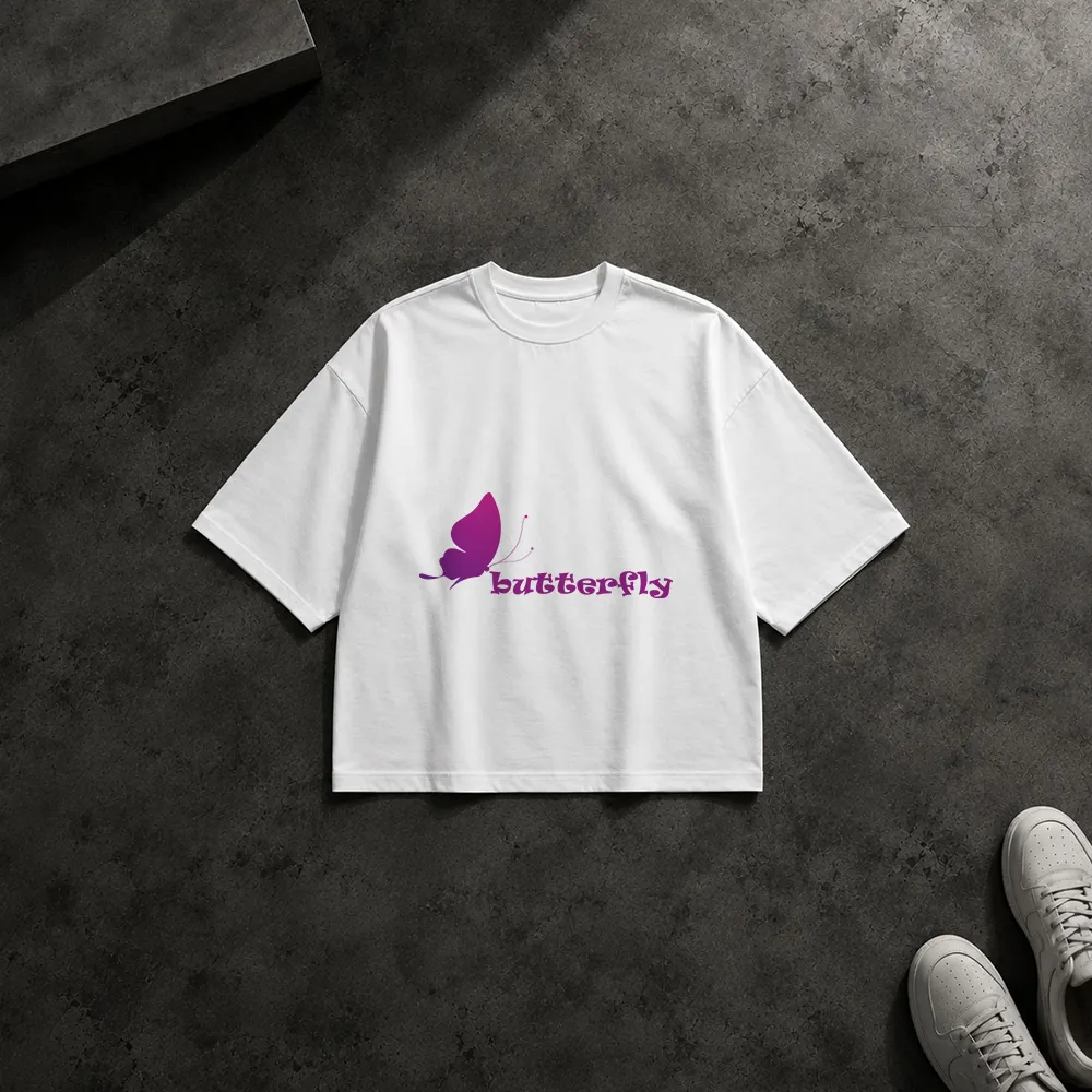 تیشرت باکسی پروانه طرح نوشته Butterfly