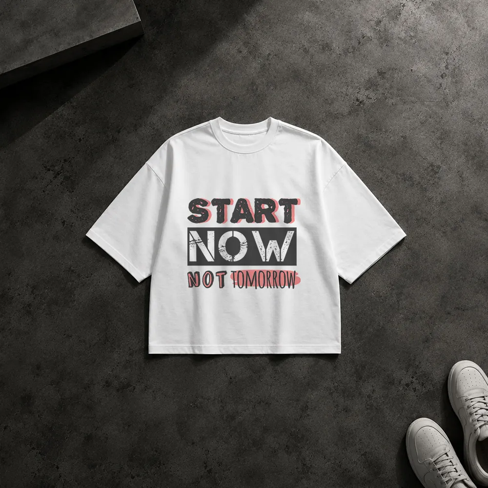 تیشرت باکسی نوشته Start Now Not Tomorrow