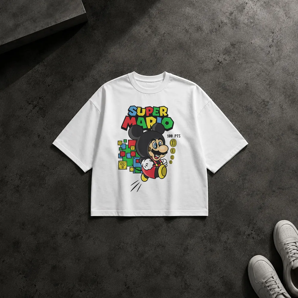 تیشرت باکسی سوپر ماریو طرح میکی (Super Mario)