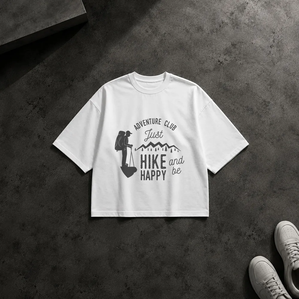 تیشرت باکسی طرح کوهنورد Adventure Club Hike And Be Happy