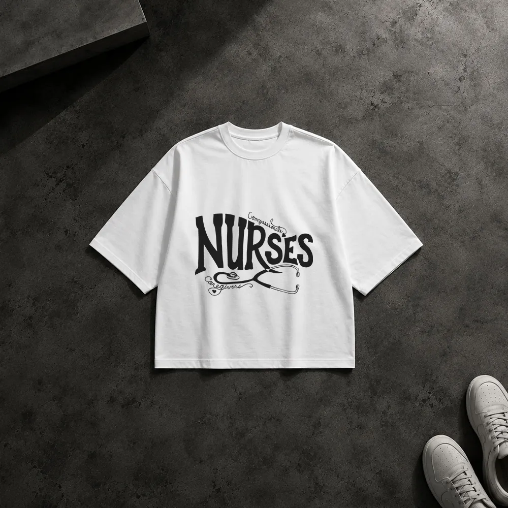 تیشرت باکسی پرستار طرح تایپوگرافی Nurses