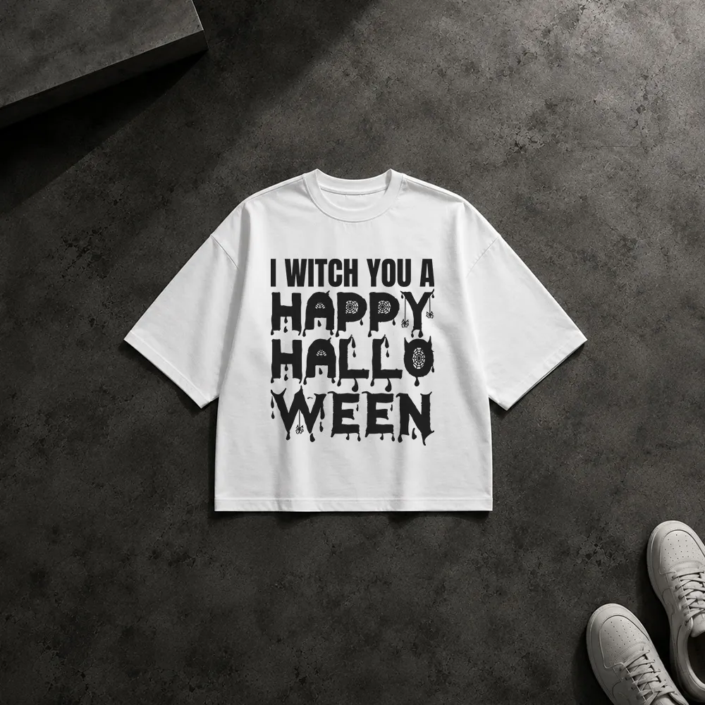 تیشرت باکسی هالووین طرح I Witch You a Happy Halloween