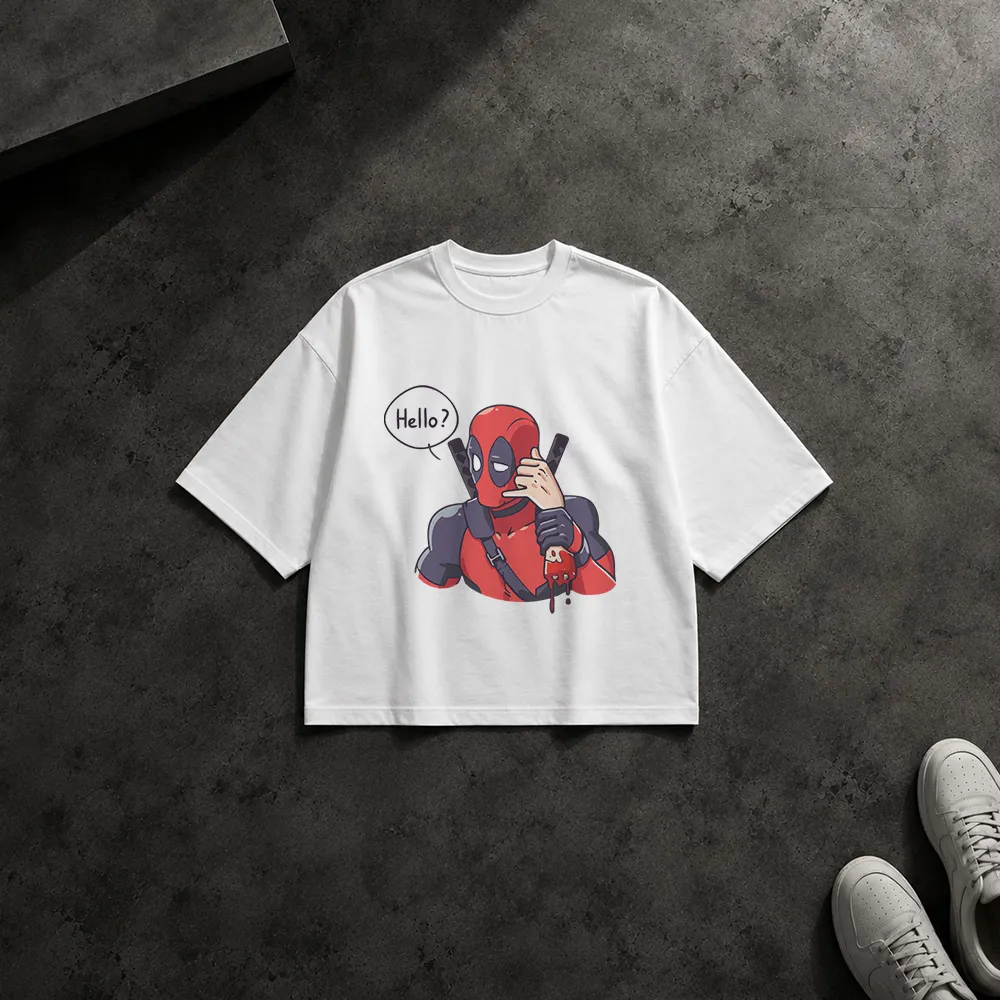 تیشرت باکسی ددپول طرح Hello (Deadpool)