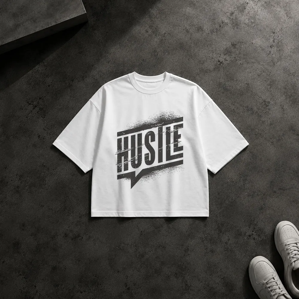تیشرت باکسی تایپوگرافی Hustle اسپری
