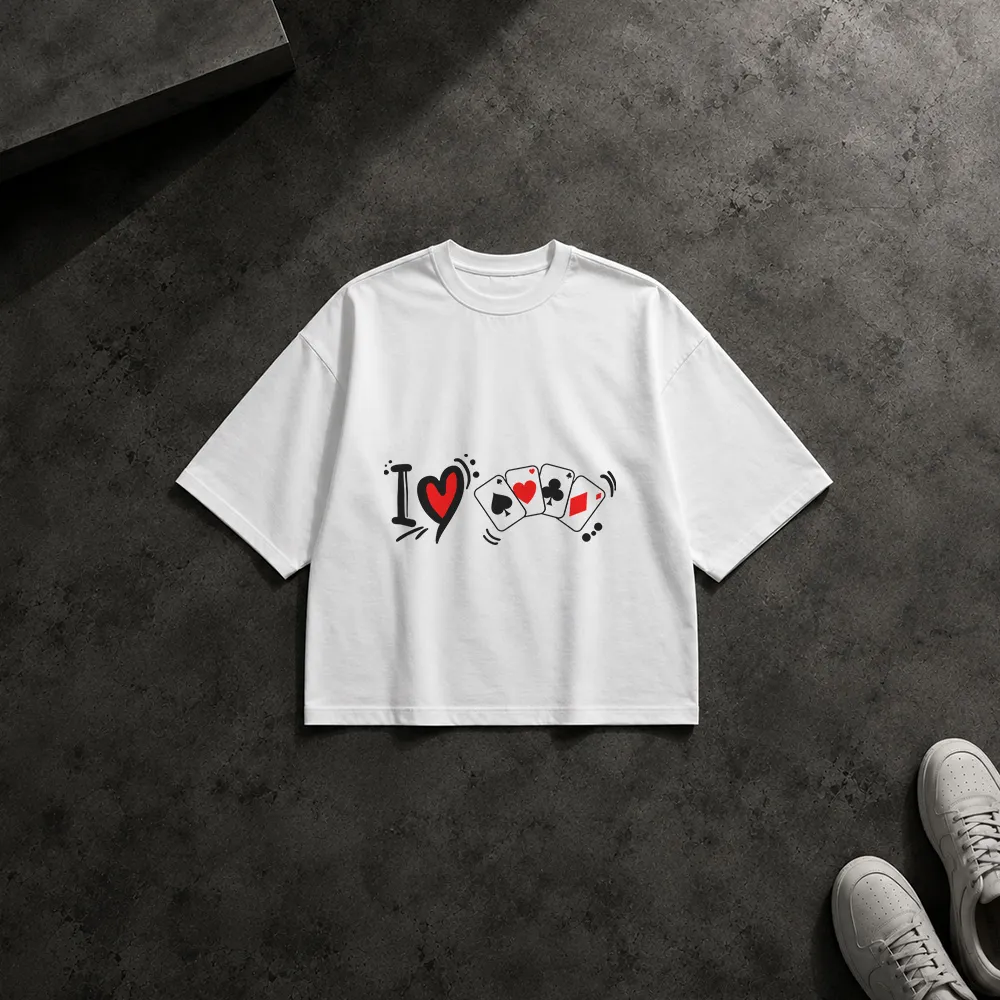 تیشرت باکسی نوشته I Love Cards