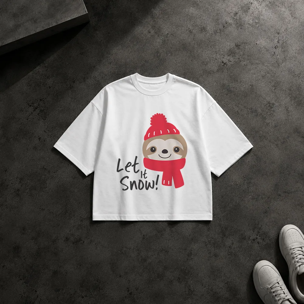 تیشرت باکسی تنبل طرح Let it Snow
