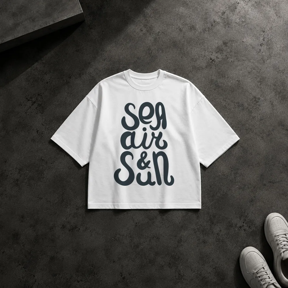 تیشرت باکسی تایپوگرافی Sea Air & Sun