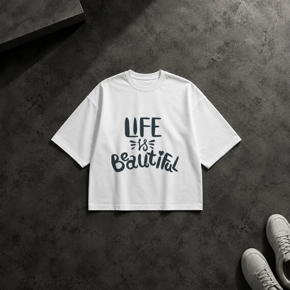 تیشرت باکسی تایپوگرافی Life Is Beautiful