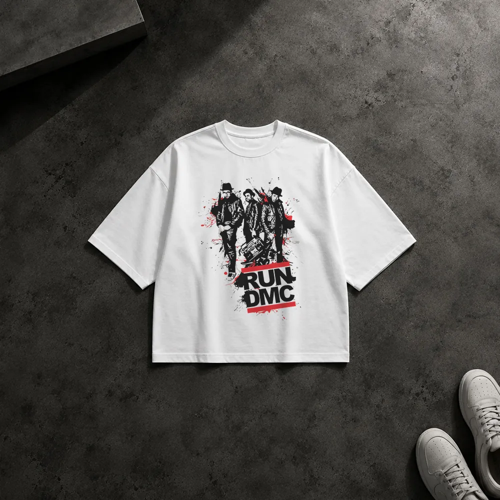 تیشرت باکسی گروه ران دی‌ام‌سی طرح گرافیکی (Run-DMC)