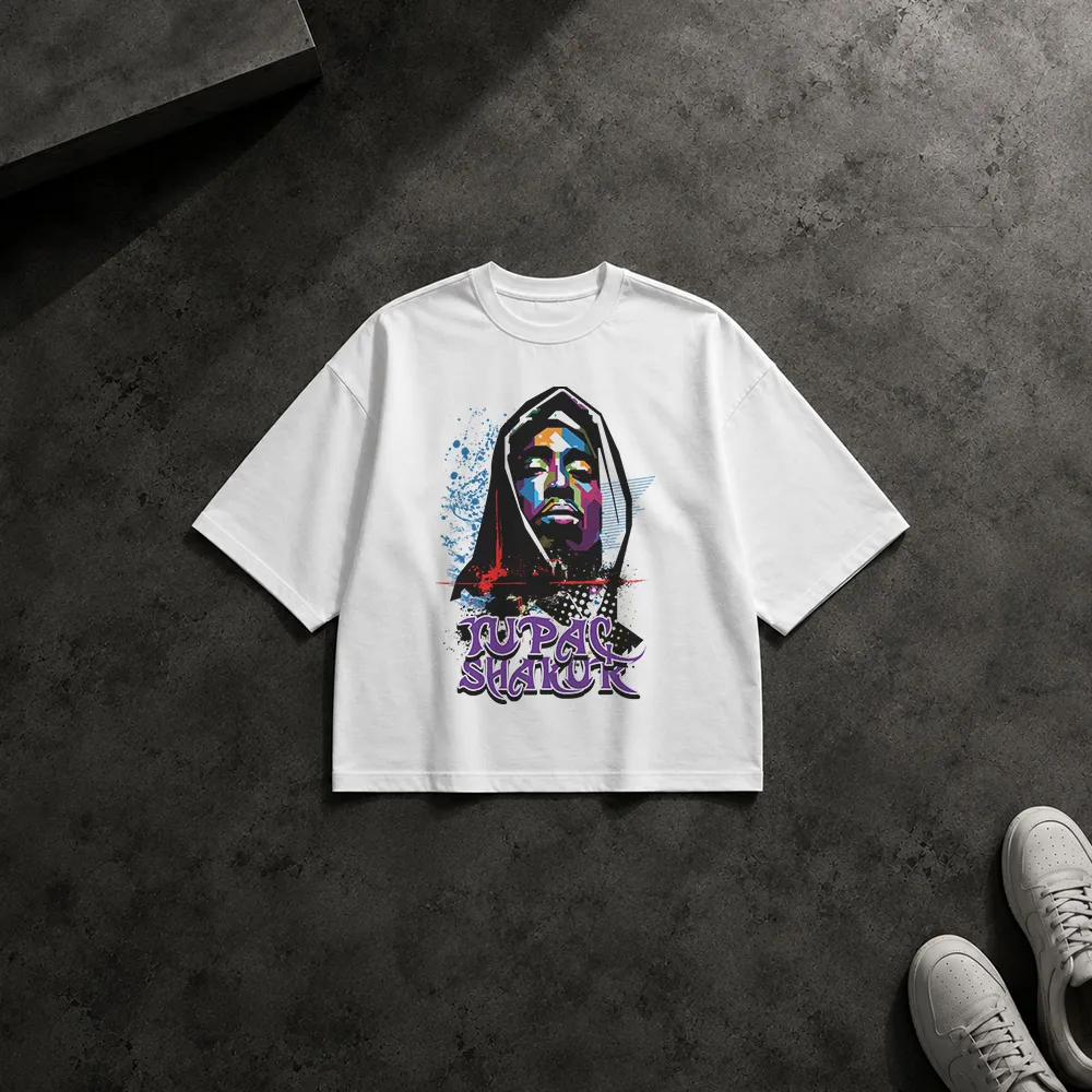 تیشرت باکسی توپاک شکور طرح پرتره گرافیتی (Tupac Shakur)