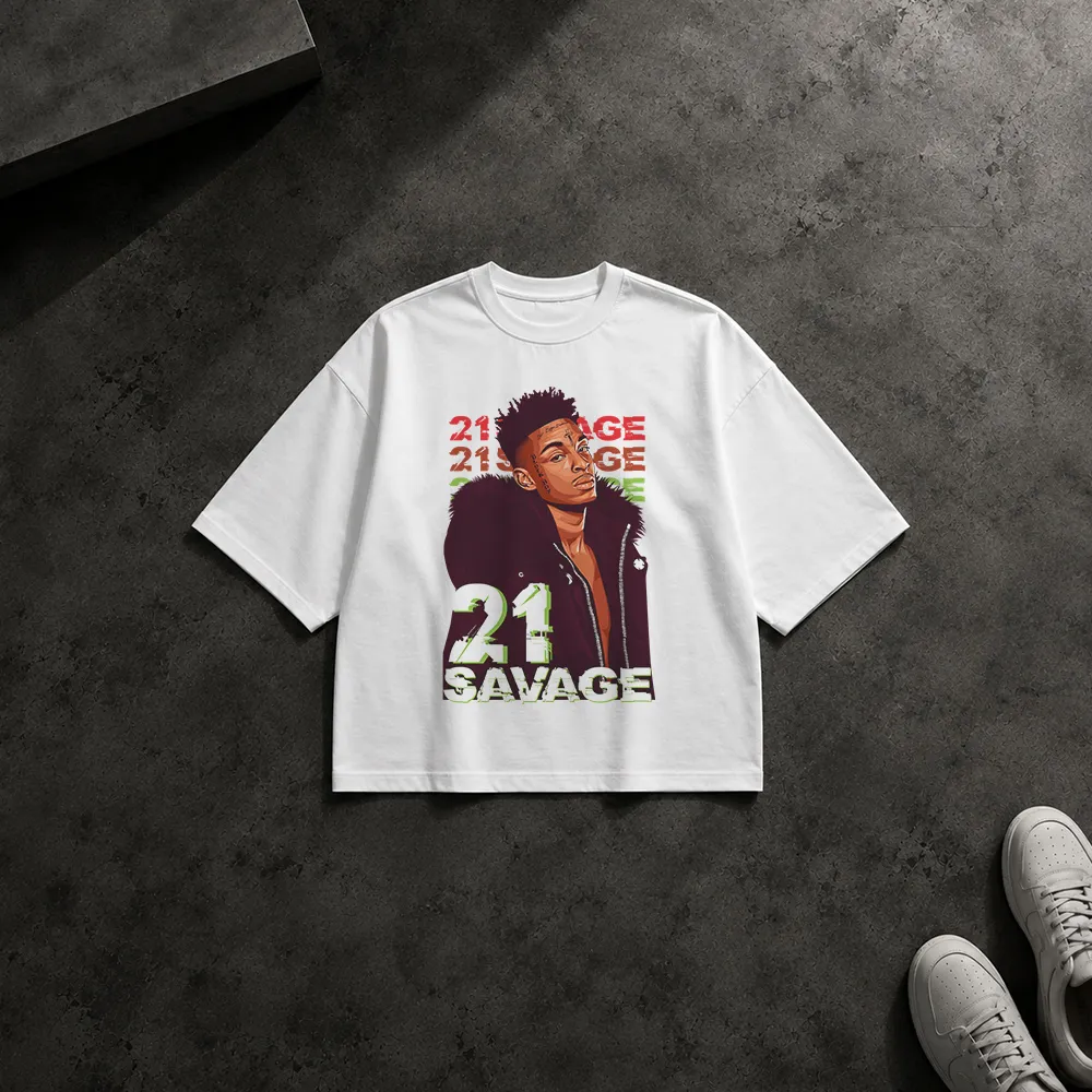 تیشرت باکسی توئنی وان سویج طرح پرتره (21 Savage)