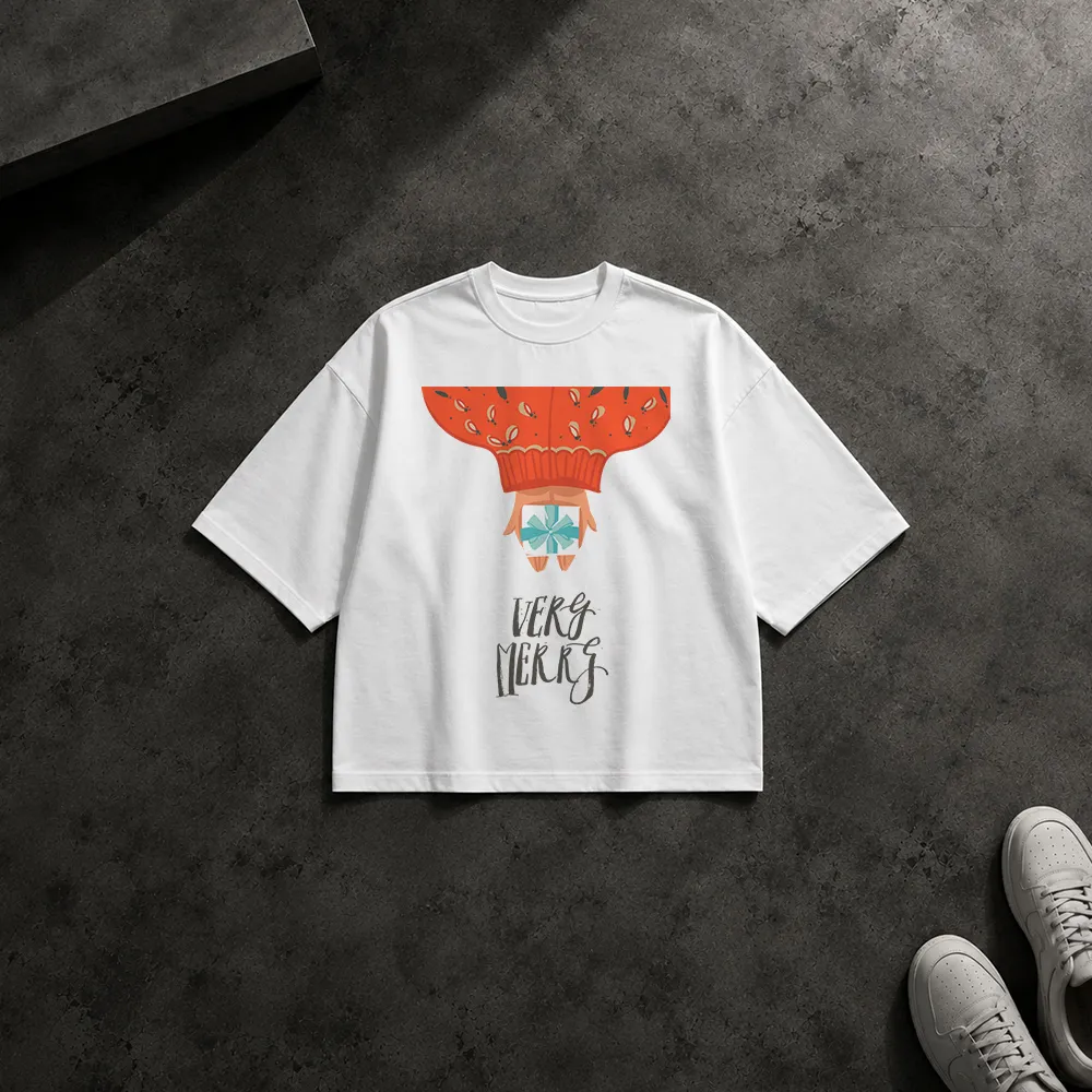 تیشرت باکسی تابستانی طرح هندوانه و نوشته Very Merry
