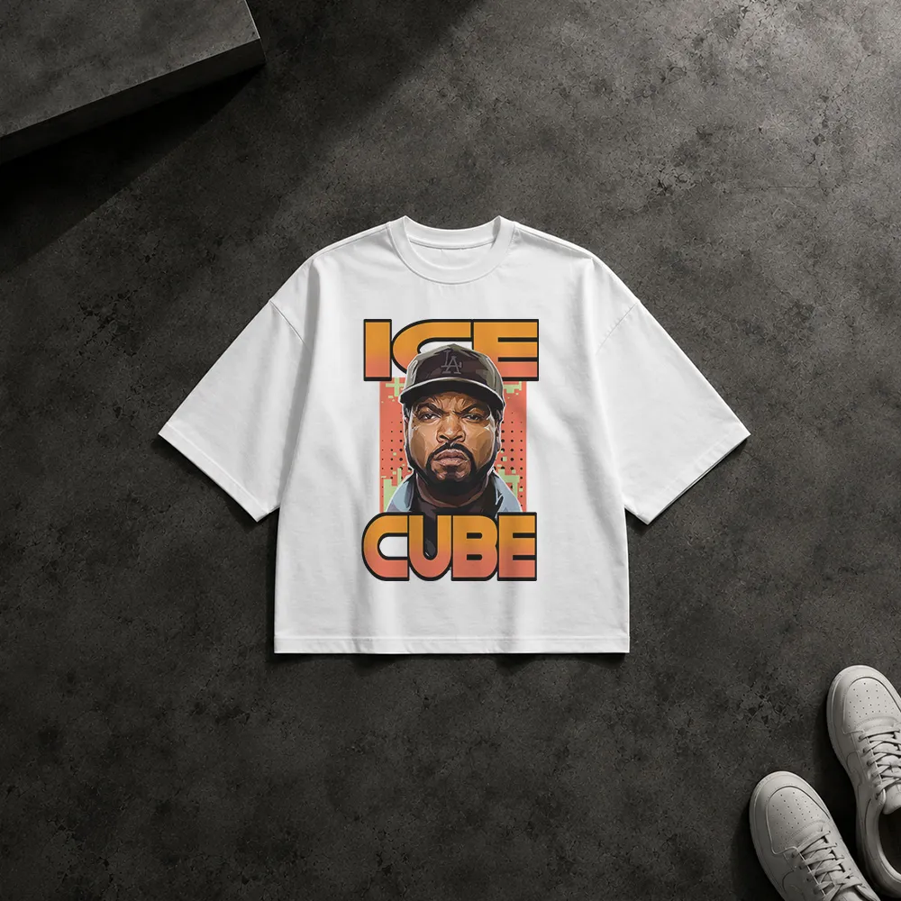 تیشرت باکسی آیس کیوب طرح پرتره رپر آمریکایی (Ice Cube)