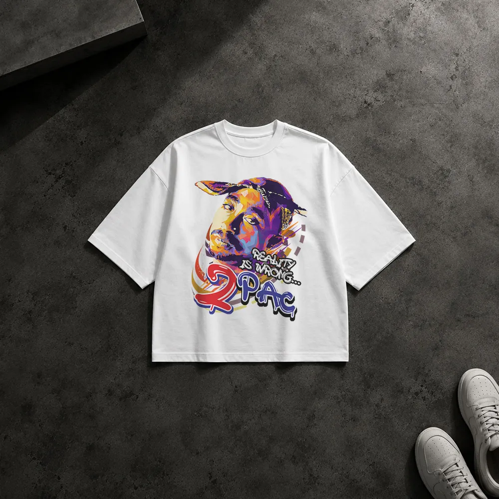 تیشرت باکسی توپاک شکور طرح پرتره رنگی (2Pac)