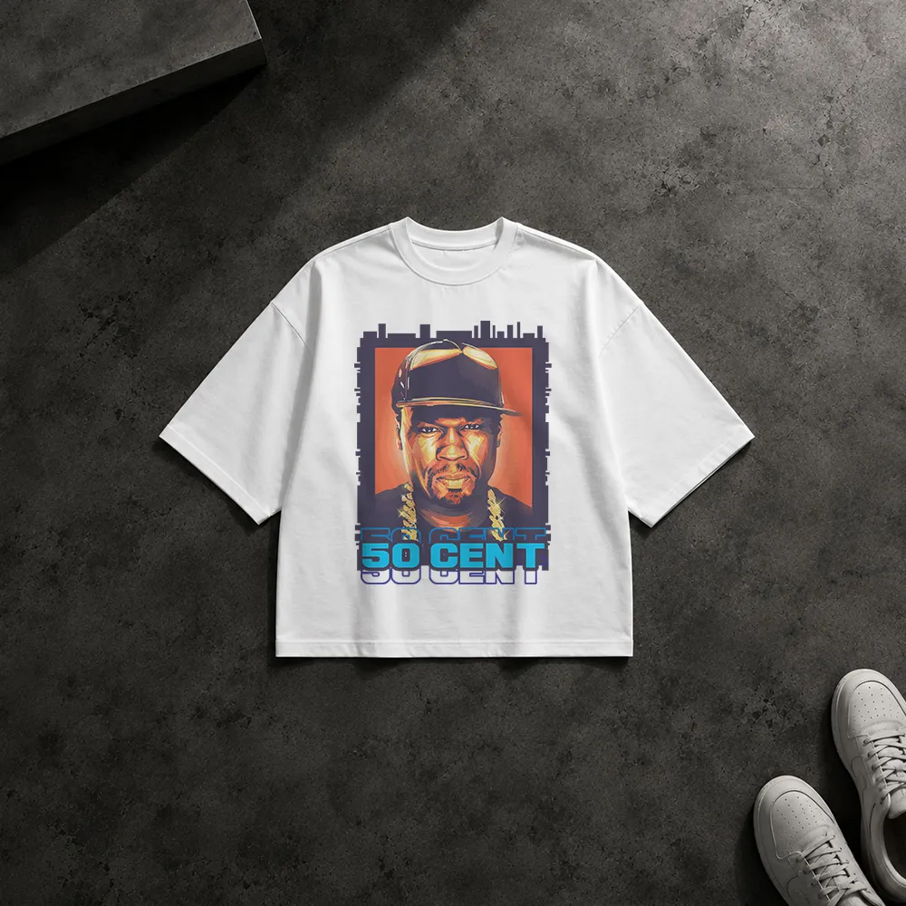 تیشرت باکسی فیفتی سنت طرح پرتره رترو (50 Cent)