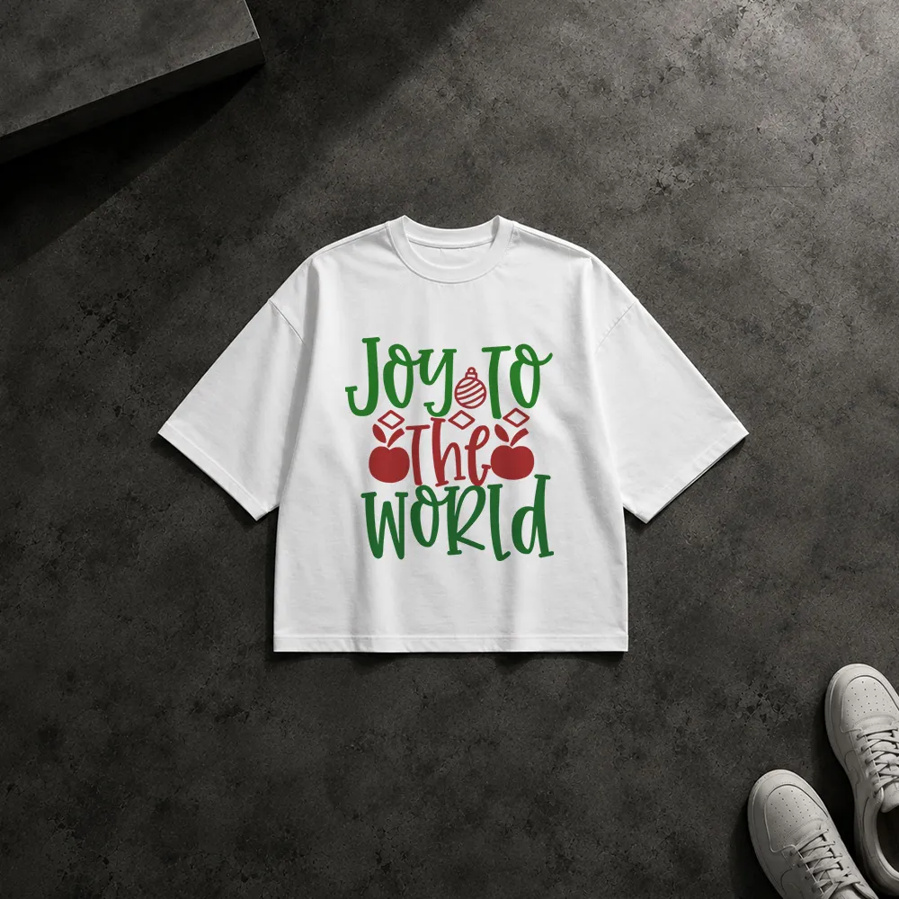 تیشرت باکسی کریسمس طرح رنگی Joy to the World