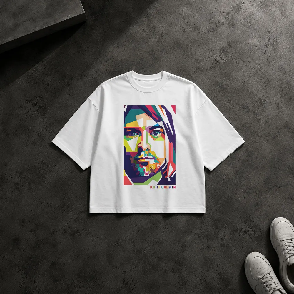تیشرت باکسی نیروانا طرح پرتره رنگی کرت کوبین (Kurt Cobain) کد 22312
