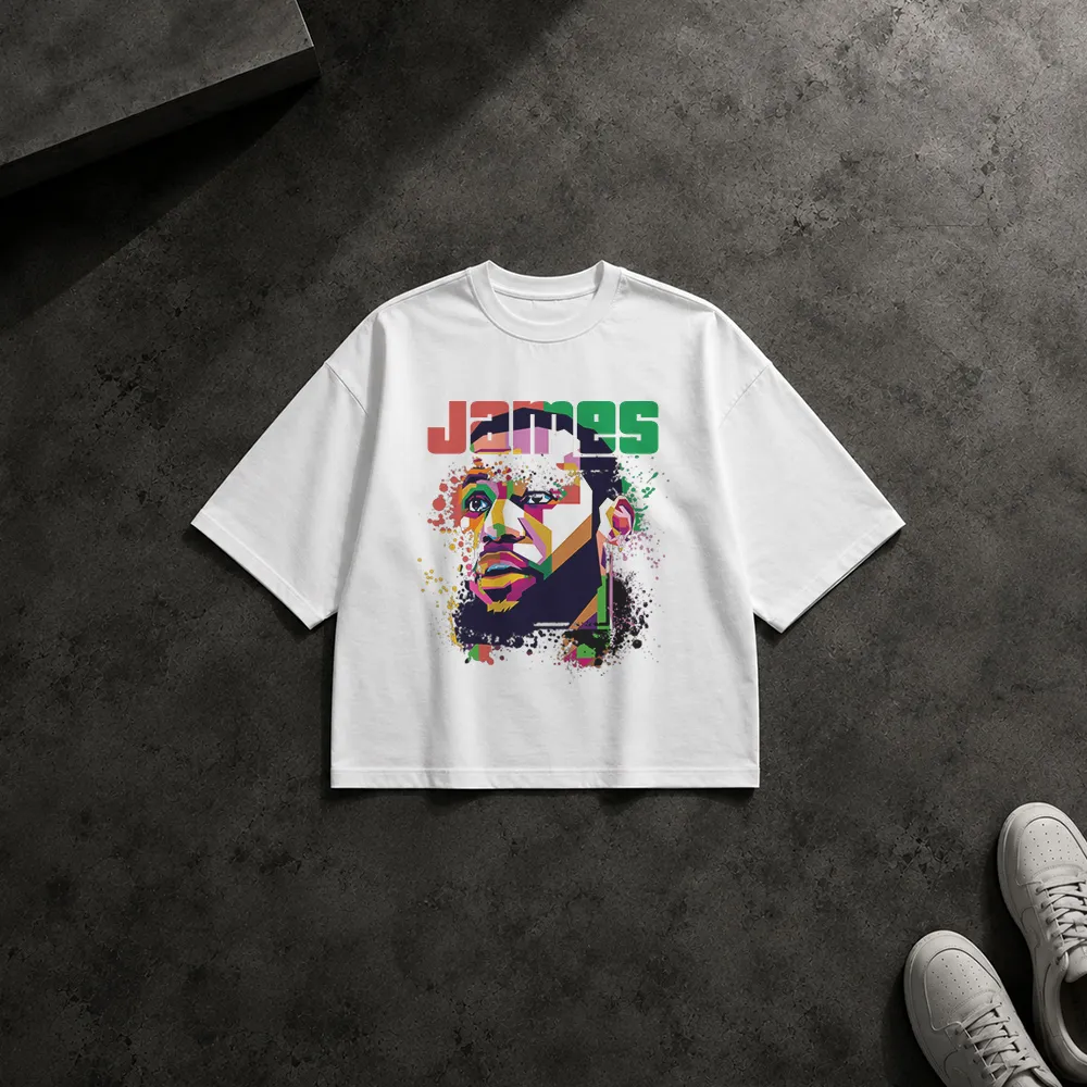 تیشرت باکسی لبران جیمز طرح پرتره رنگارنگ (LeBron James)