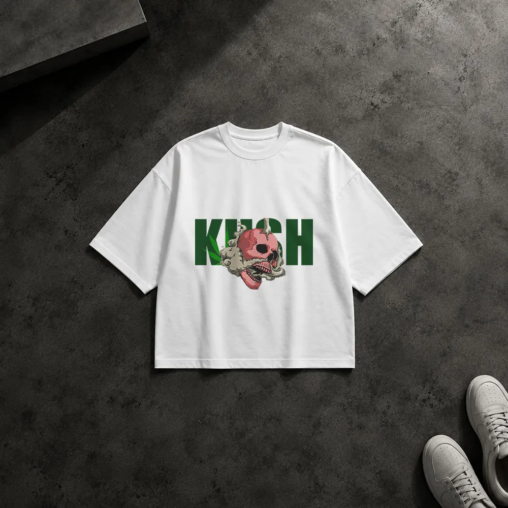 تیشرت باکسی جمجمه طرح ماری‌جوانا و تایپوگرافی Kush