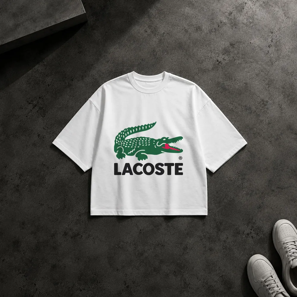 تیشرت باکسی لاکوست طرح تمساح و لوگوی کلاسیک (Lacoste)