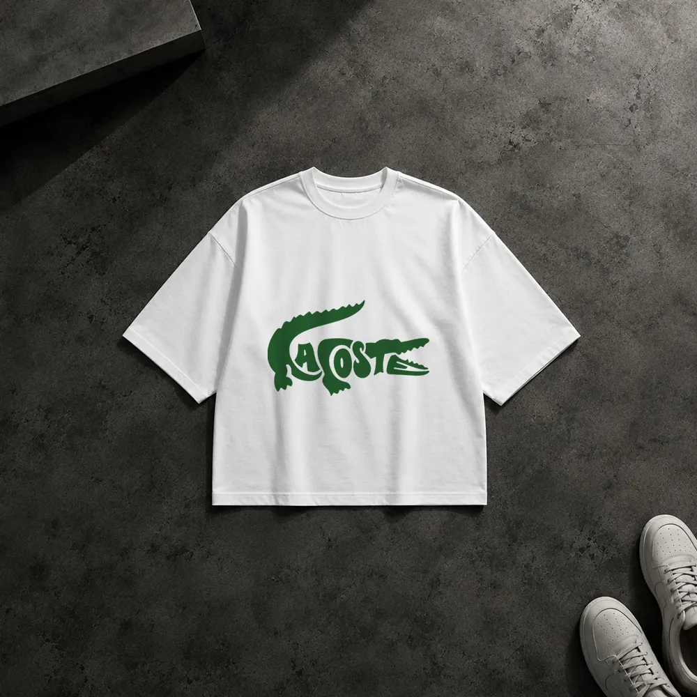تیشرت باکسی لاکوست طرح تمساح تایپوگرافی (Lacoste)