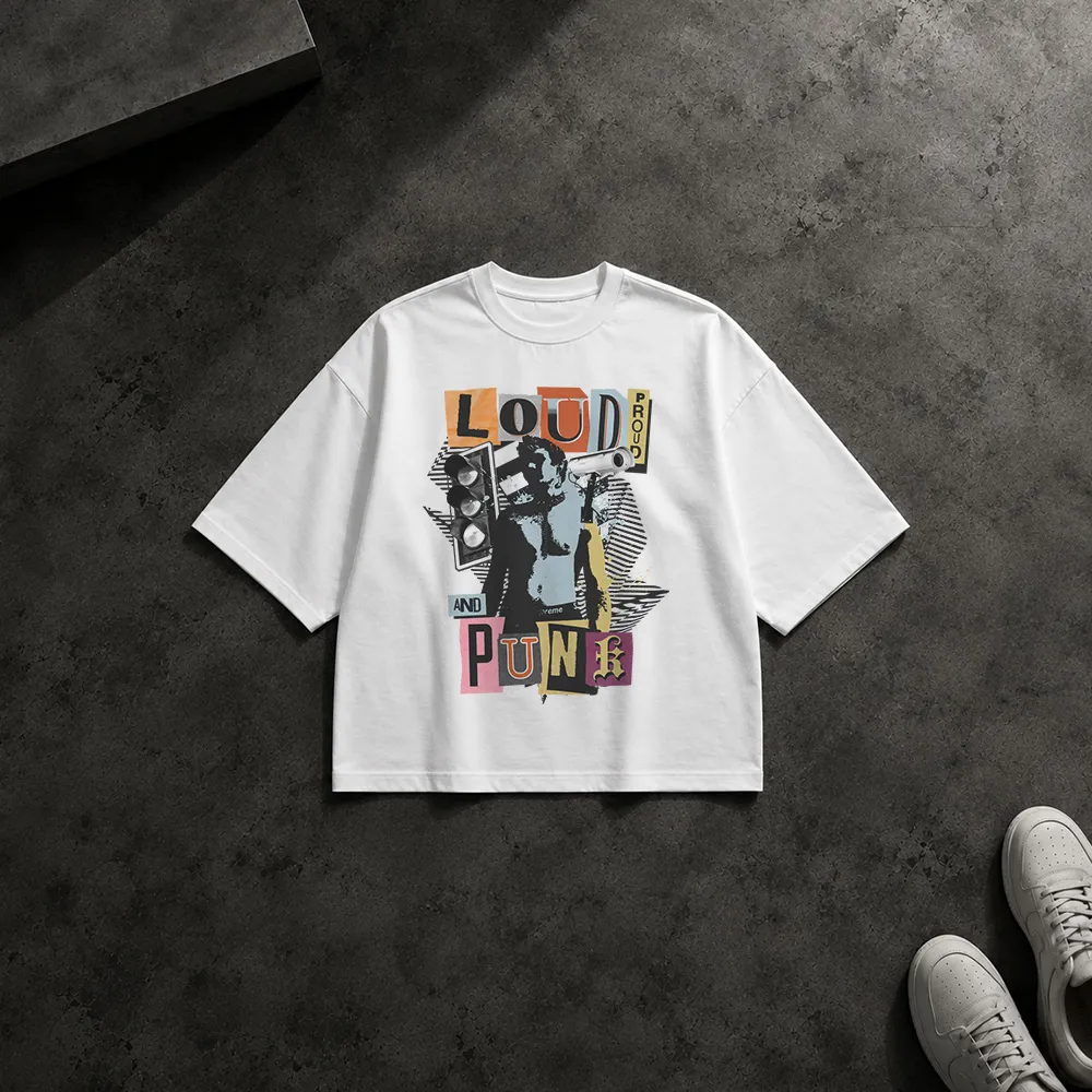 تیشرت باکسی موسیقی پانک طرح Loud and Punk