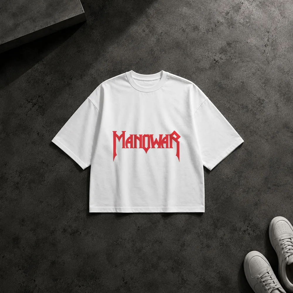 تیشرت باکسی گروه منووار طرح لوگوی قرمز (Manowar)