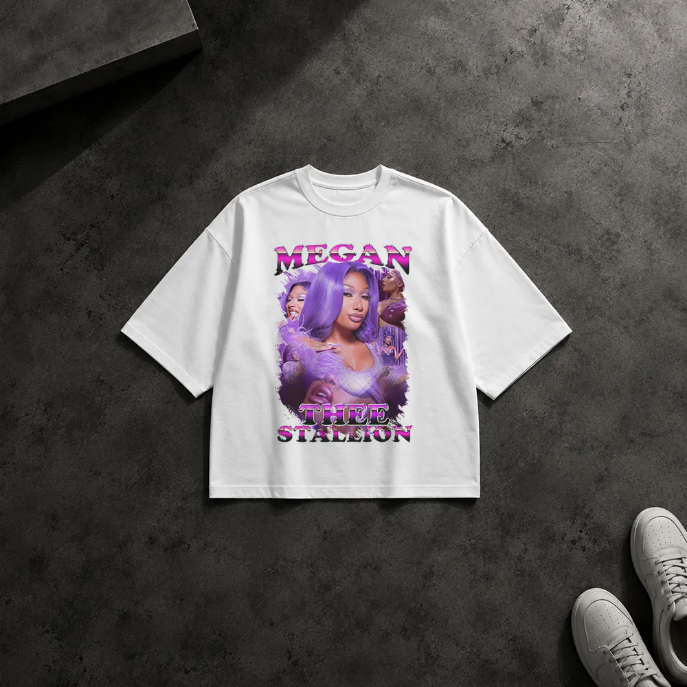 تیشرت باکسی مگان دی استالین طرح پرتره رترو (Megan Thee Stallion)