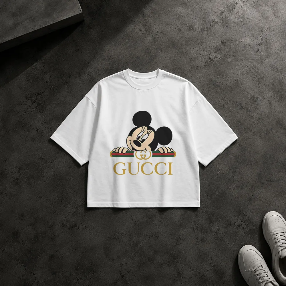 تیشرت باکسی میکی موس و گوچی طرح کارتونی (Mickey Gucci)