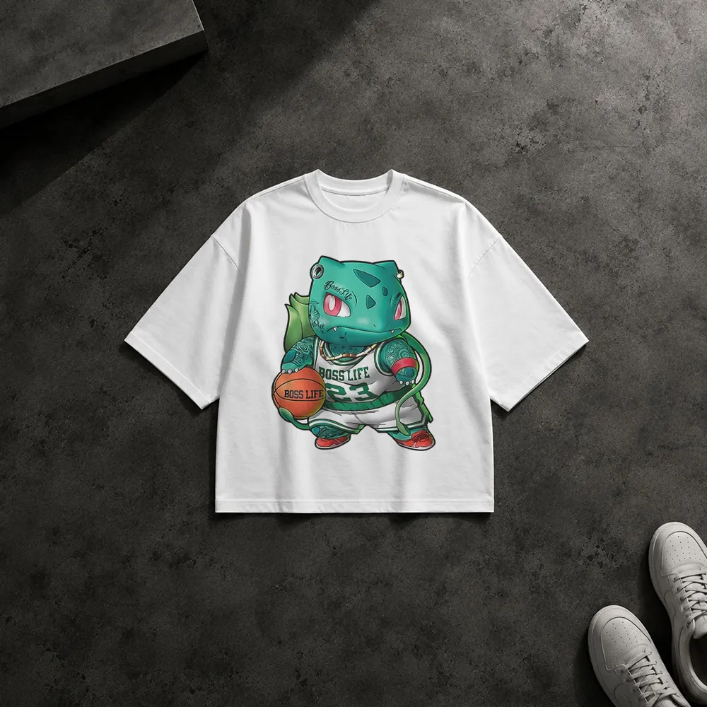 تیشرت باکسی پوکمون طرح بولباسور بسکتبالی (Bulbasaur)