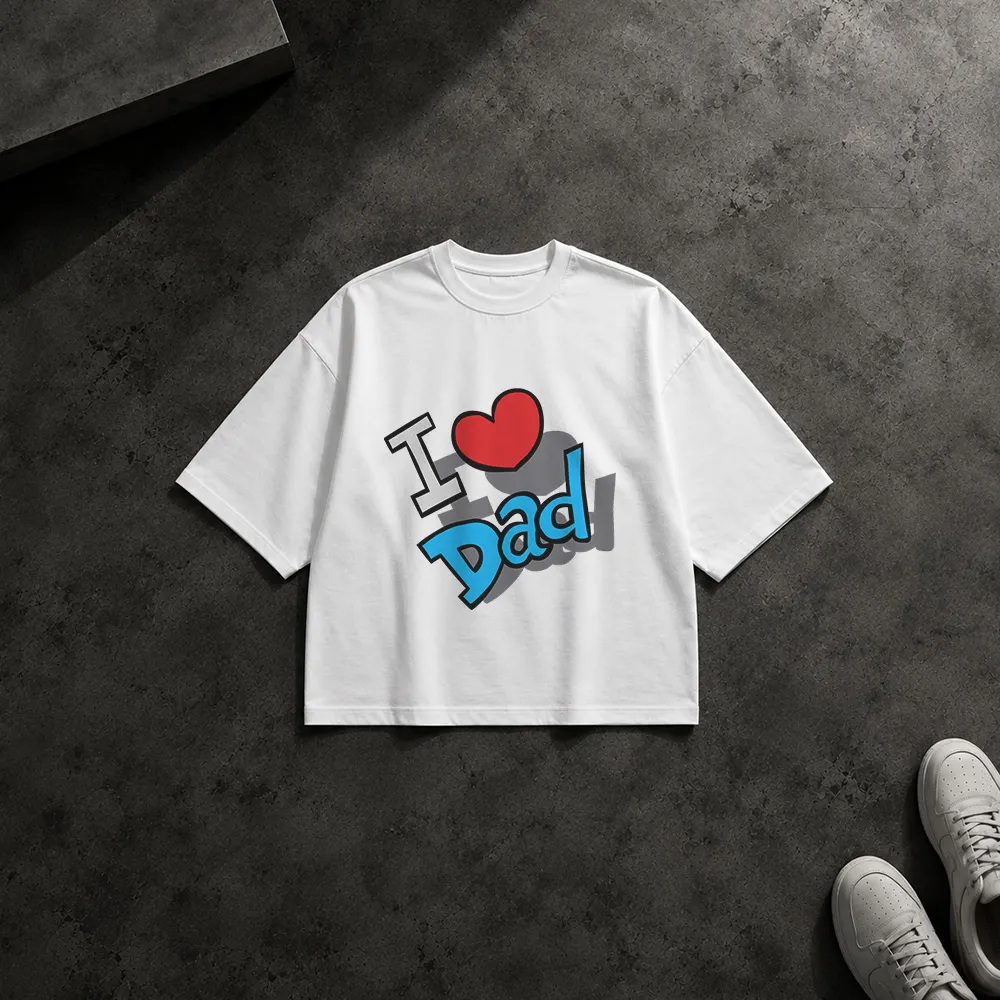 تیشرت باکسی روز پدر طرح تایپوگرافی I Love Dad