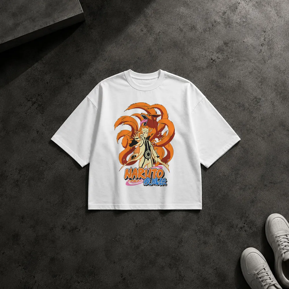 تیشرت باکسی انیمه ناروتو طرح ناروتو و کوراما (Kurama)